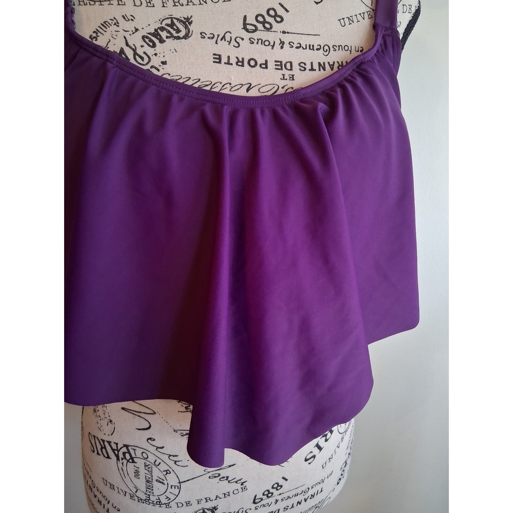 Torrid Purple Flounce Ruffle Bikini Top Adjustable Straps Plus Size 00 Large